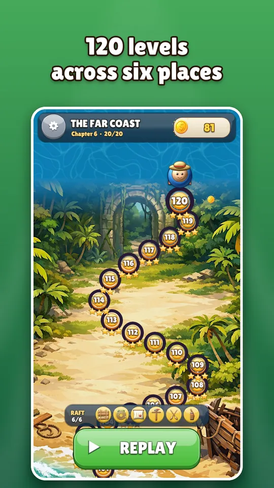 The island map with the level path